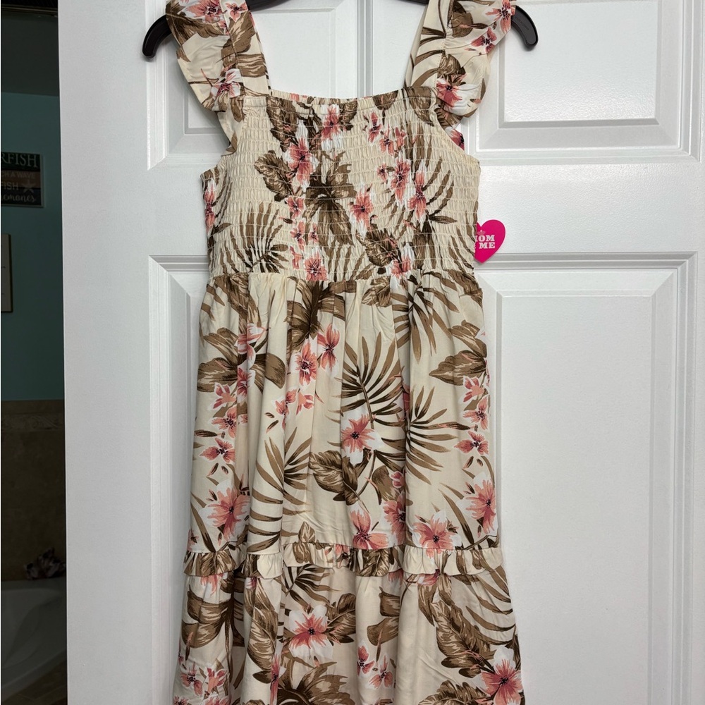 The Children's Place Floral Ruffle Dress - Pink and Brown